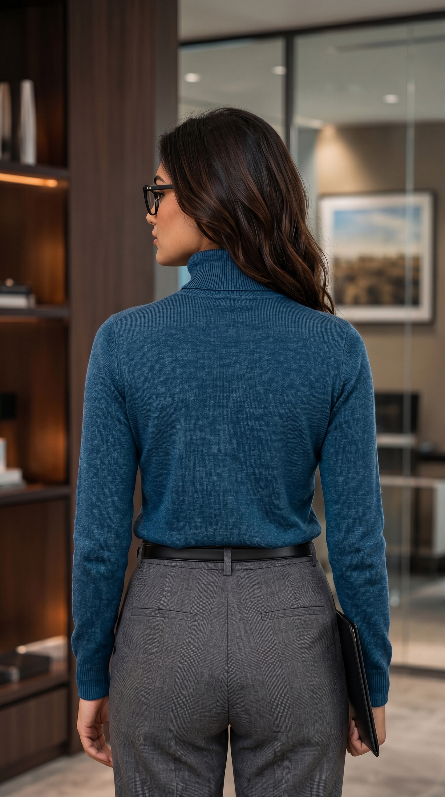 The Every day Cotton Knit Turtle neck Sweater - Teal Blue