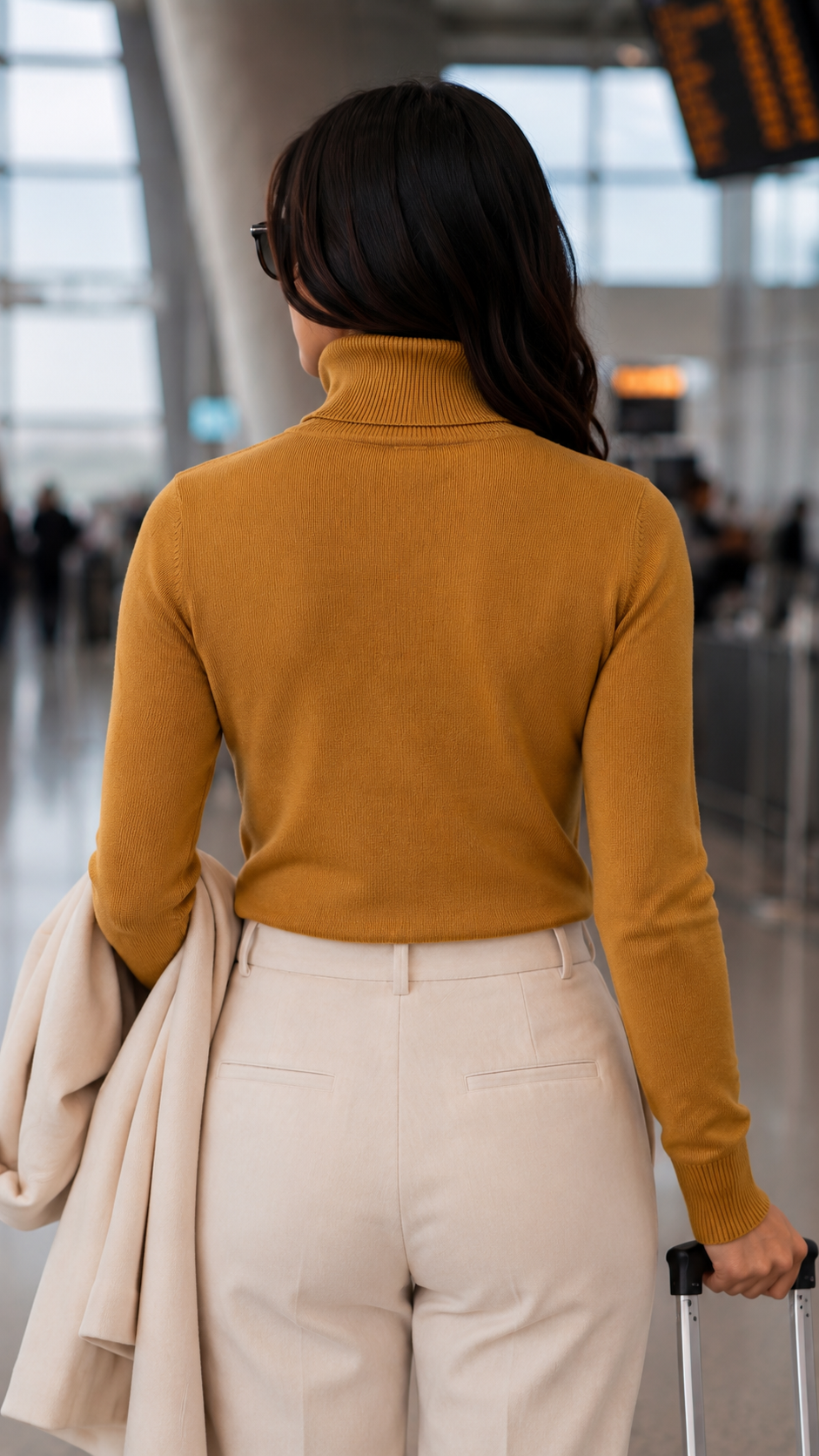 Premium Mustard Cotton Turtleneck Sweater