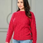 Red Round Neck Pullover Sweater